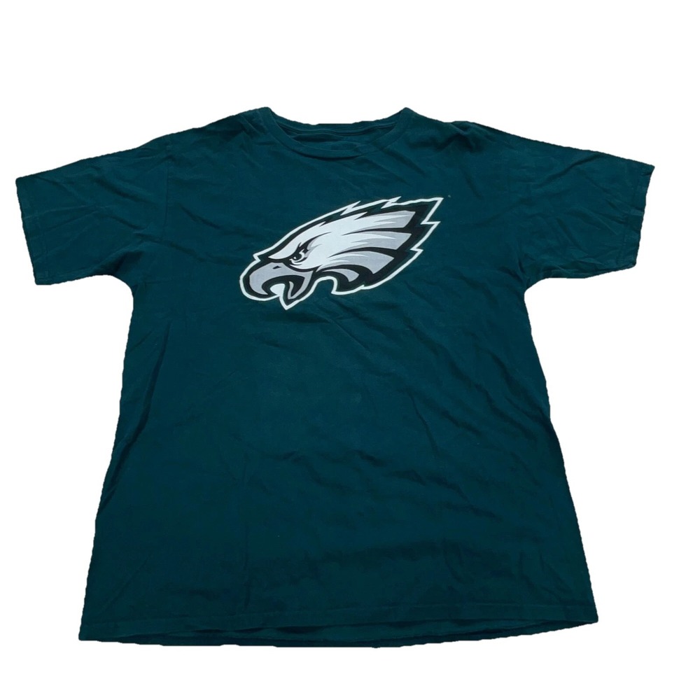Philadelphia Eagles Shirt Men Large Green White Tee Carson Wentz Two Sided Adult